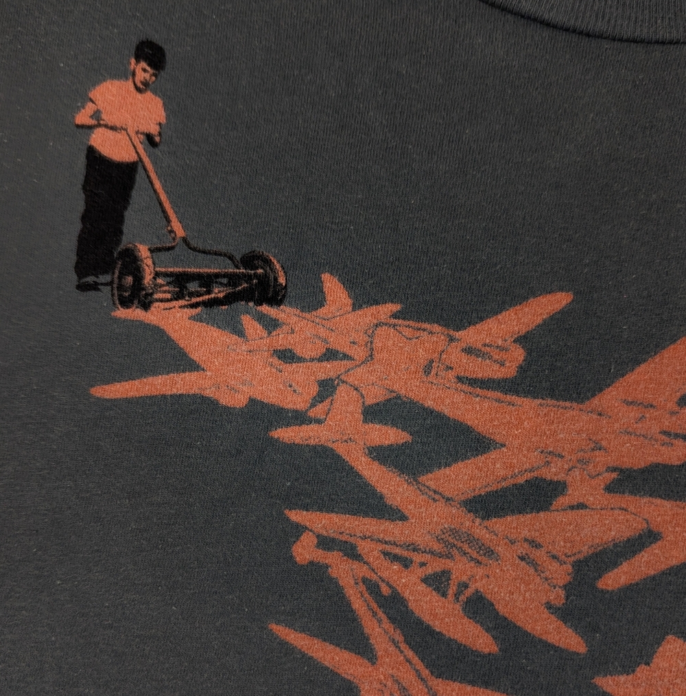 Ames Bros Boy Mowing Airplanes Men's Grey Tee Size XL
